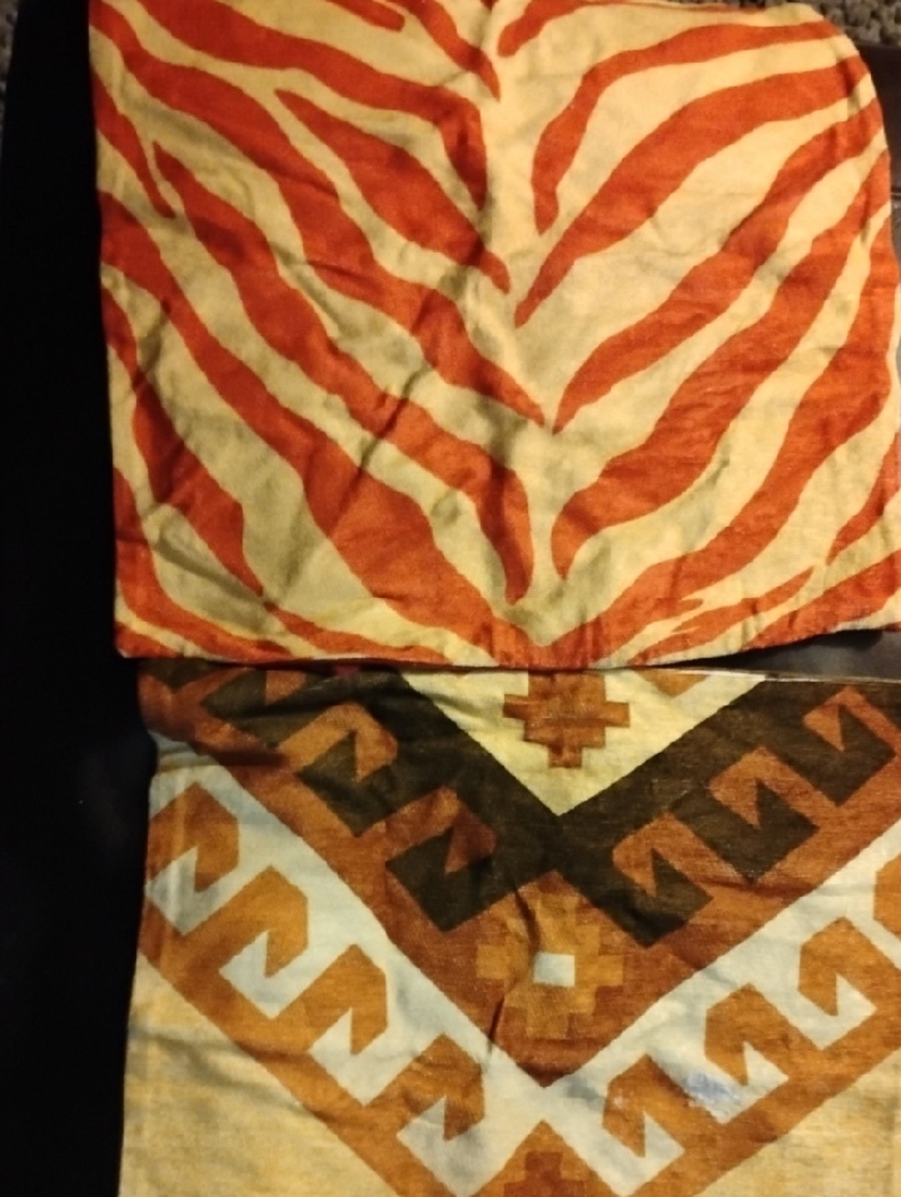Dex Orange and Cream Zebra Accent Throw Pillow Covers